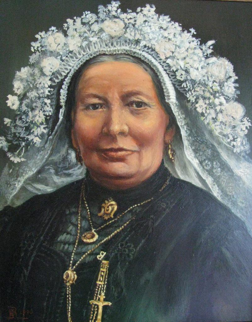 NLKostuum's tweet photo. @MSangers1 @JocelynNugteren Schilderij van Bernard van Rijthoven. Vrouw met Brabantse #poffer uit Veghel. 1998. http://t.co/gV5vC5Raui