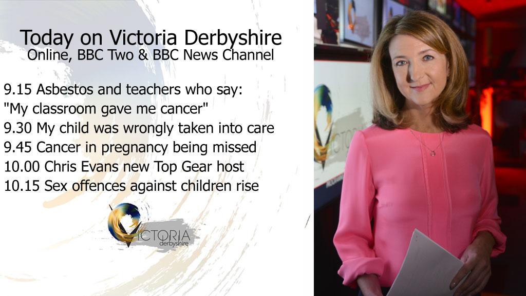 VictoriaLIVE's tweet photo. Good morning! Here's what we have planned for today's #VictoriaLIVE 09:15 on @BBCTwo and the @BBCNews Channel http://t.co/h5LcbJEBop