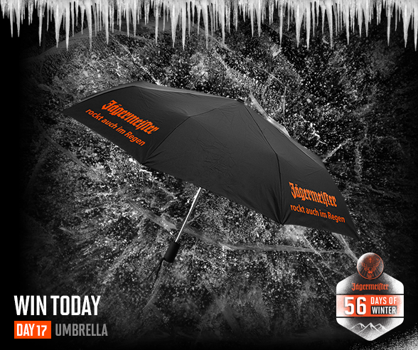 jagermeistersa's tweet photo. http://t.co/UUwy3mvFen
Don't get wet. Win a Jägermeister umbrella today! http://t.co/y1SPw3ISh5