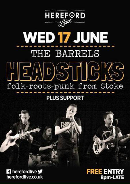 Lots of live music tonight in #Hereford including this <a href="/HerefordLive/">Sounds Of The Shire</a> gig at The Barrels with <a href="/HeadsticksMusic/">Headsticks</a>
