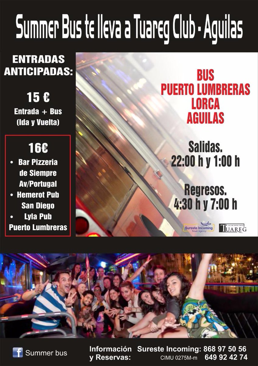 Summerbusscosta's tweet image. Summer Bus comienza,próximo sábado 20!Haz tu reserva por teléfono, email, oficina o establecimientos adheridos.#Lorca