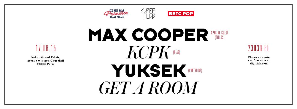 general__pop's tweet photo. On vous offre encore deux places pour la soirée de ce soir ! Follow + RT pour groover sur @yuksek &amp; @maxcoopermax http://t.co/qrZivURUpO