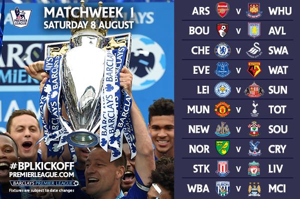 BREAKING: Opening day Premier League fixtures.
