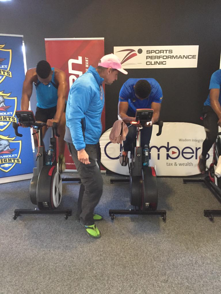 @pureadventures <a href="/MichaeldeHaast/">Michael De Haast</a> giving much needed advice to <a href="/KnightsCricket/">Knights</a> @WattBikeSA Challenge <a href="/LettieLoveFund/">Lettie Love Fund</a>