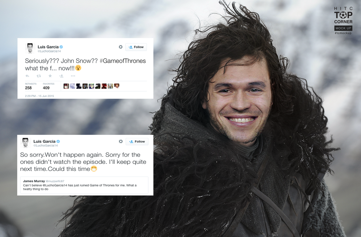 elecspo's tweet photo. Luis Garcia managed to ruin Game Of Thrones for EVERYONE! #GameofThrones #TCMockUp http://t.co/bRKKVNlRxQ