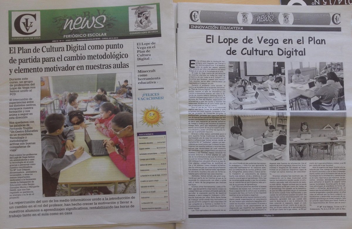 upeceuta's tweet photo. Ha llegado el periódico escolar del CEIP Lope de Vega. Gracias y enhorabuena por el trabajo. ¡El #pcdcym en portada! http://t.co/6NDi5FHDHI