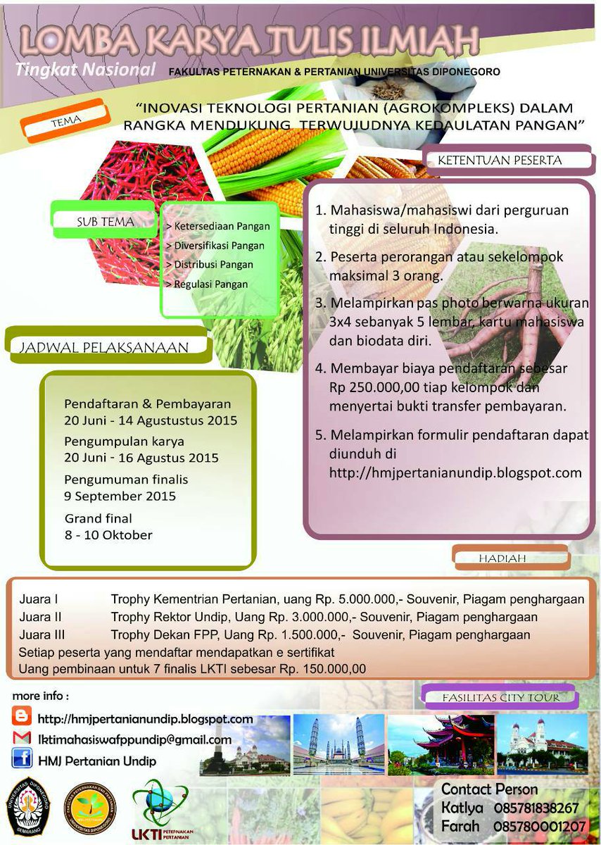PertanianUNDIP's tweet photo. Lomba Karya Tulis Ilmiah Mahasiswa Tingkat Nasional 2015| Ikutan yuk! cc: @unmul @InfoUnmul @FapertaUBT @bemkmunmul http://t.co/1ZOQQWSoLR