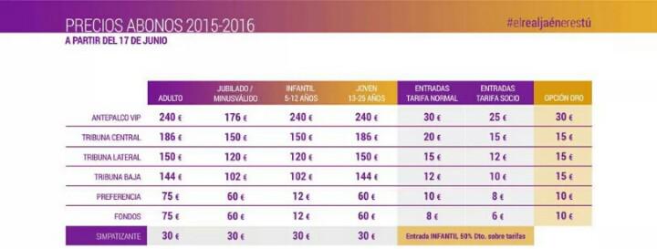 0xFowl's tweet photo. Precios de abonos del @RealJaenCF para la temporada 2015 - 2016 http://t.co/2BGebu0iJq