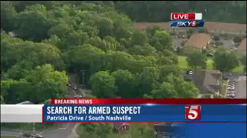 NC5's tweet image. UPDATE: @NC5_Sky5HD is over the area in South Nashville where a perimeter has been set up to locate man with a gun.