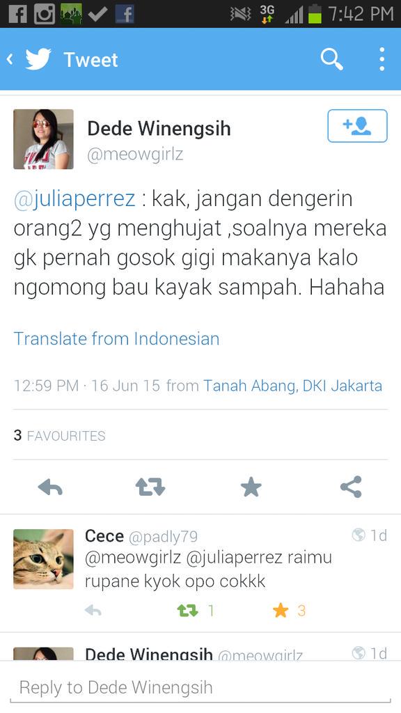 lin_melia's tweet photo. @meowgirlz @padly79 @sriwinongo @juliaperrez u mencaci dlan coy buta apa lou mata klu lou kmn baik mn mgin aku jawil http://t.co/1gsgtvcFwP