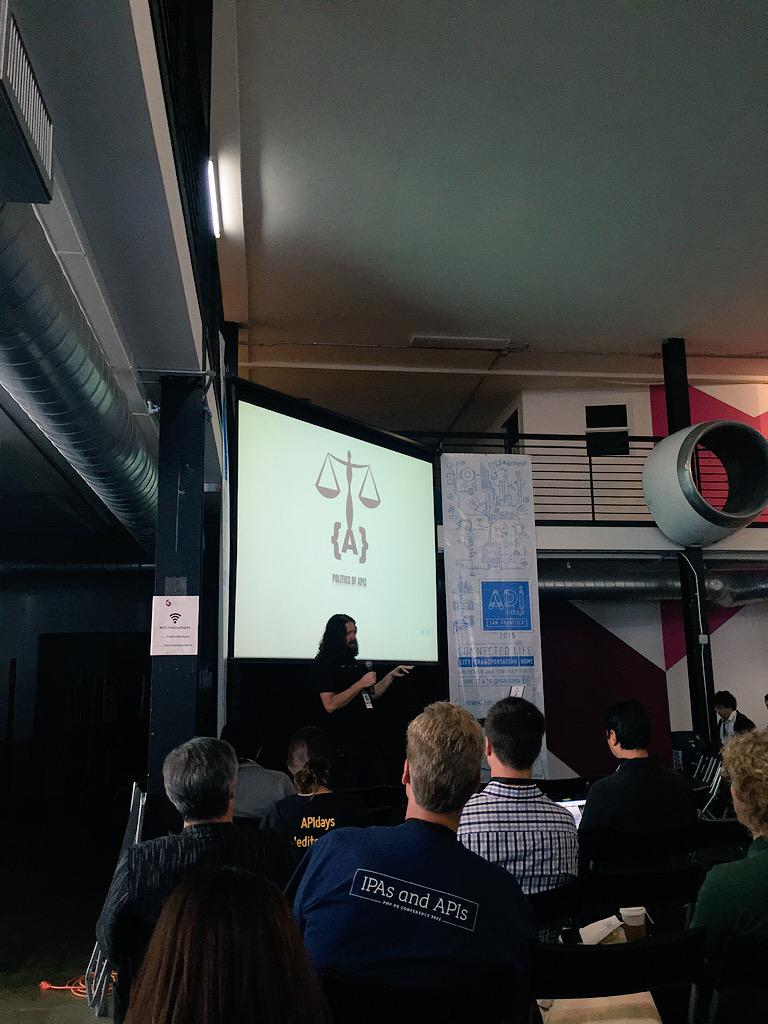 EngineOrg's tweet image. #APIdaysSF @kinlane: #IoT #API evangelist is  pro #privacy #security #opensource &amp;amp; responsible design.