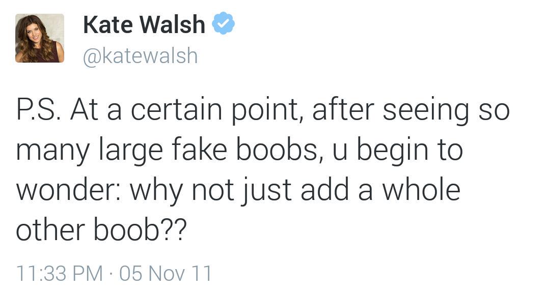 KateWalshDaily's tweet photo. Kate Walsh's idea of what the next big plastic surgery trend should be! #DailyRandomWalshTweet http://t.co/9YFbCKFZFn