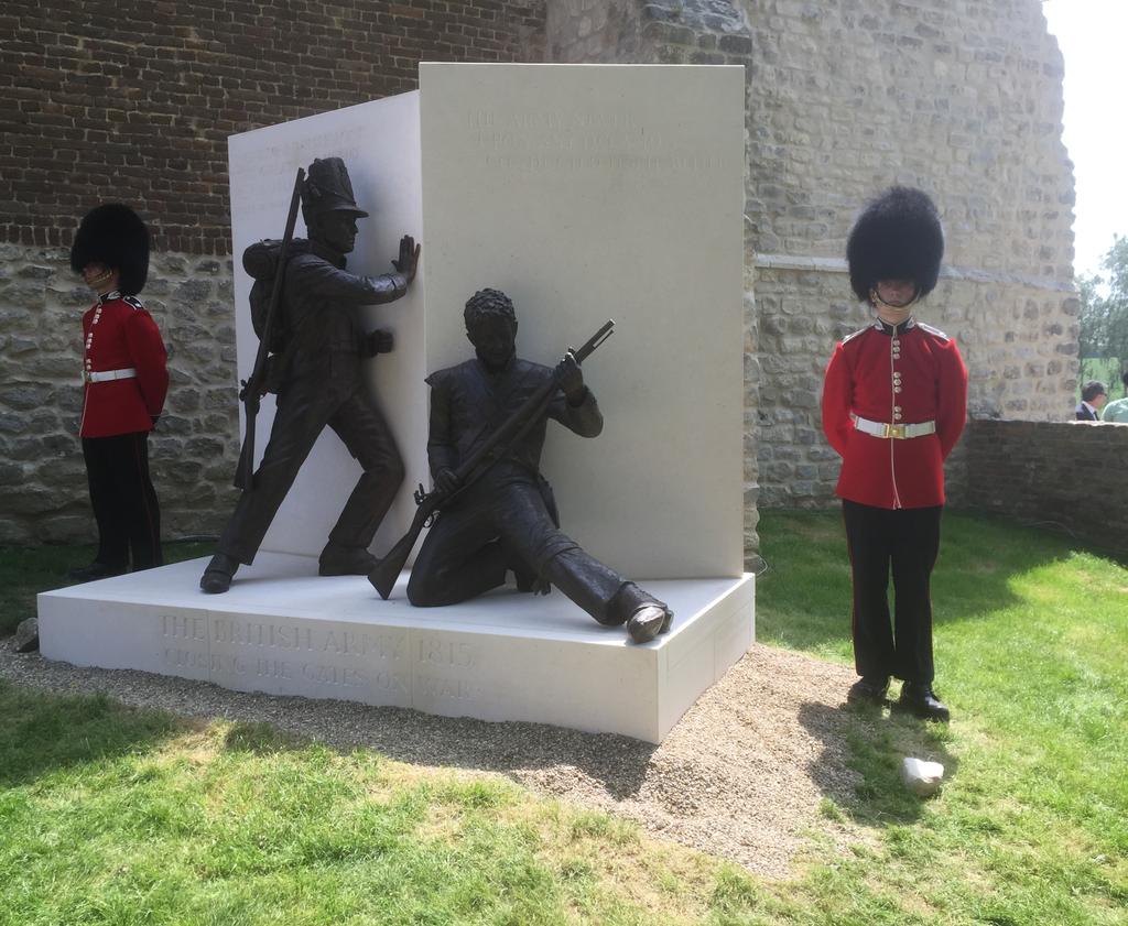 ClarenceHouse's tweet photo. The Prince of Wales unveils the new Battle of Waterloo memorial @Hougoumont1815 #Waterloo200 http://t.co/vN0UCuYRcs