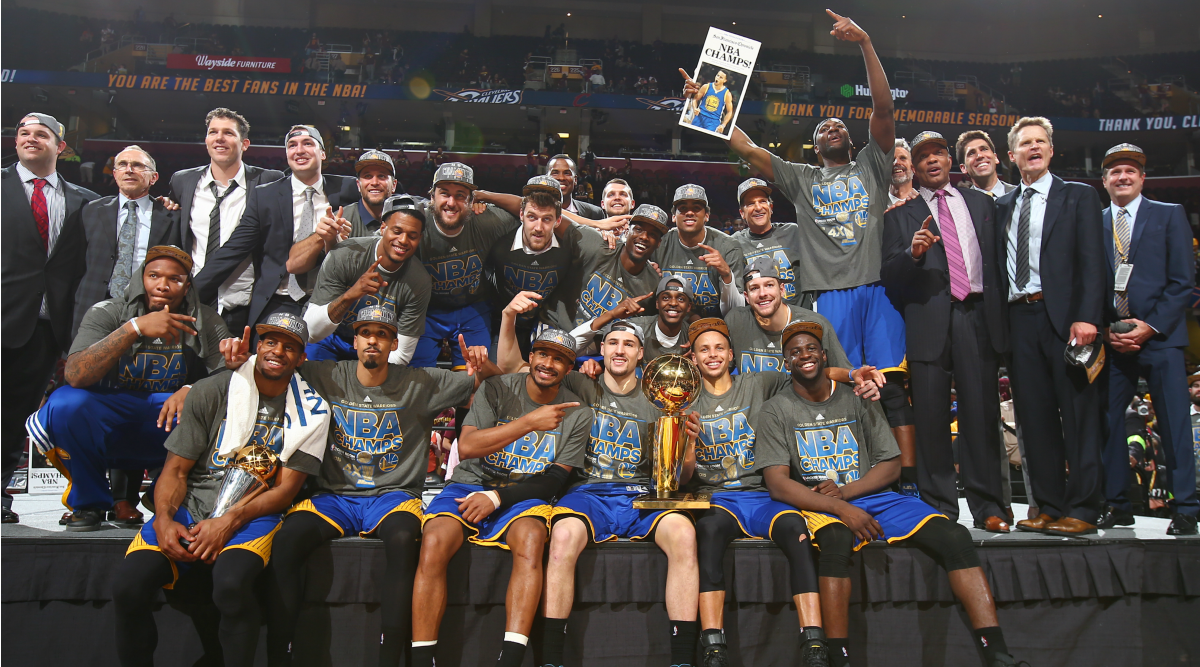 NBATV's tweet photo. The @Warriors are NBA champs. Get an all-access look at their Game 6 win- http://t.co/6dNEoefP38 http://t.co/fgtO598wXB
