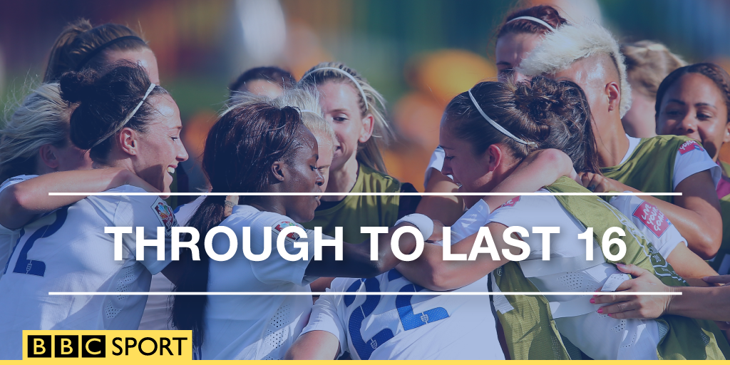BBCSport's tweet photo. England book their place in the last 16 of the #FIFAWWC

The full story: http://t.co/BSgfghRZmr 

#ENGCOL #Lionesses http://t.co/TleHYg6p5d