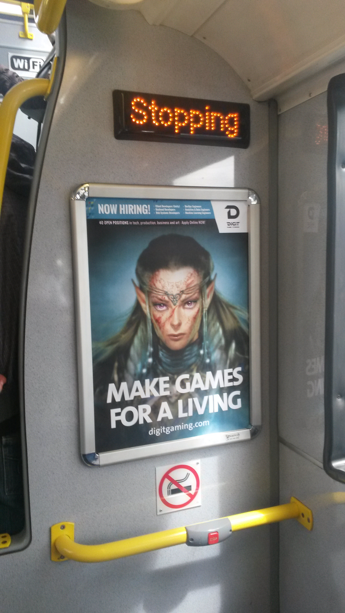 TeamAozora's tweet photo. @digitgaming aha, look what I saw on the 25a bus :) #digitjobs http://t.co/yFi7D2Ee24