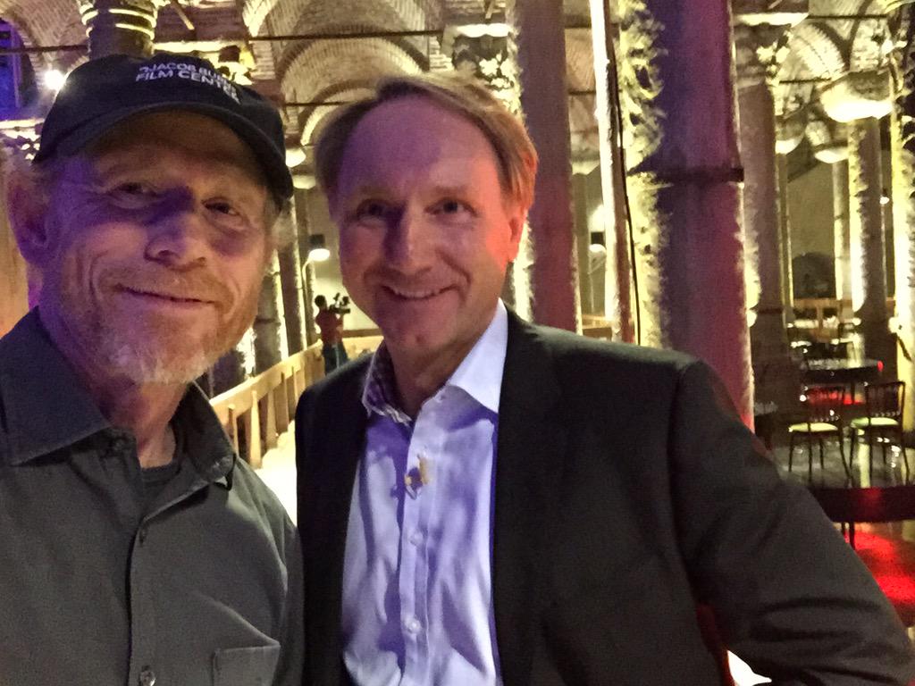 RealRonHoward's tweet photo. Dan Brown visiting our Cistern set today on #InfernoMovie   Always great to hang with Dan http://t.co/IqNR1DB7yZ