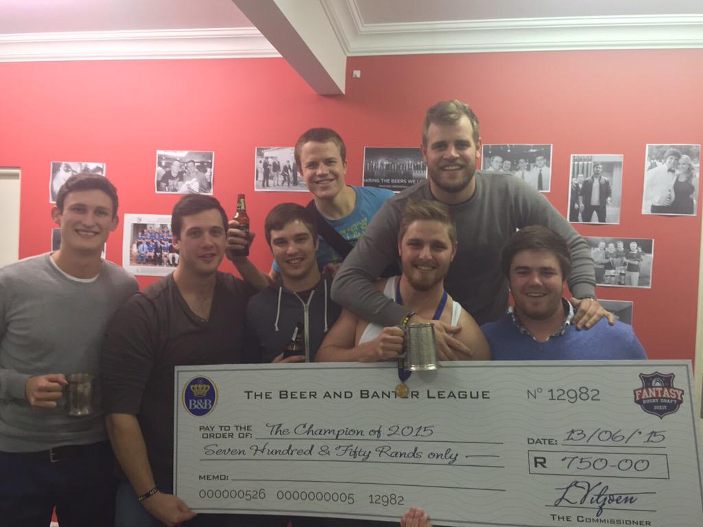 The boys! The B&amp;B Leage will see the <a href="/FantasyRugDraft/">Fantasy Rugby Draft 🏉</a> in 2016! <a href="/FantasyRugDraft/">Fantasy Rugby Draft 🏉</a> <a href="/gysneethling/">Gys Neethling</a> <a href="/AdamG999/">Adam Grant</a> <a href="/Human_whyli/">Human Steenkamp</a>