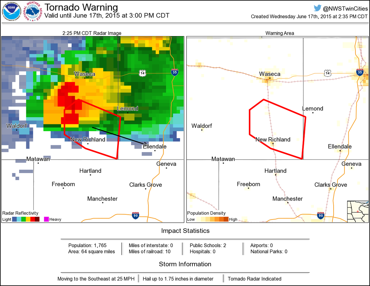 Tornado Warning including New Richland MN until 300 PM CDT NWS