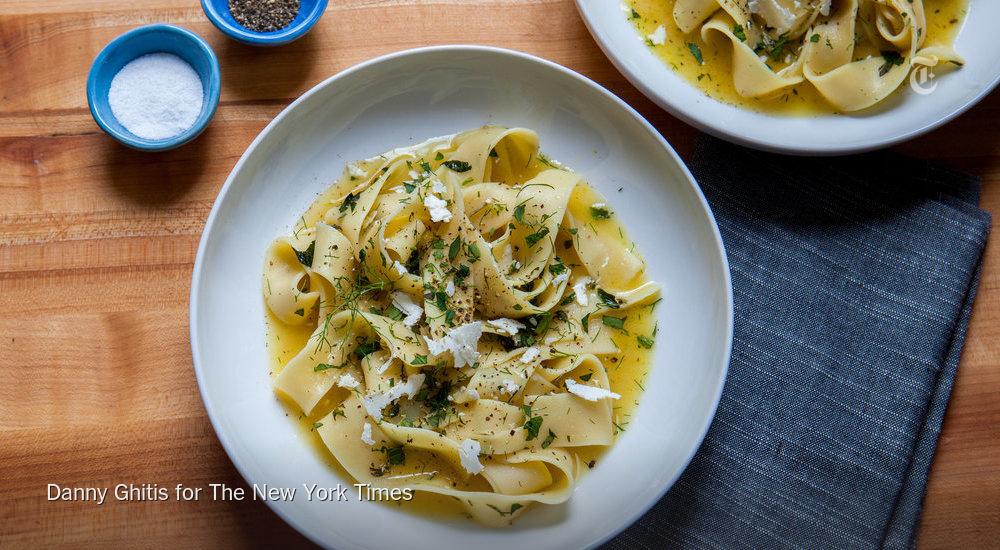 nytimes's tweet photo. An easy, elegant weeknight dinner: pasta with lemon and ricotta salata http://t.co/G0NANLms8N http://t.co/MZ3JSVUzyq