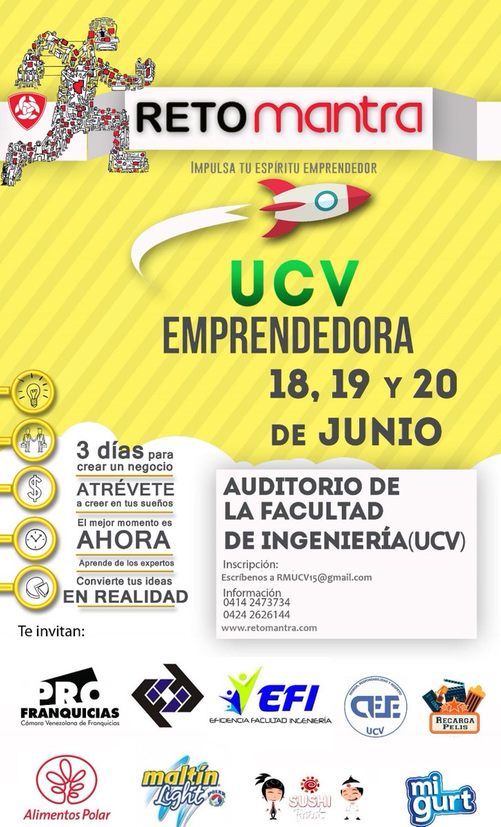 yerlistatis's tweet image. Mañana a aprender a emprender. Super emocionada y a la espera #RetoMantra #UCVEmprendedora