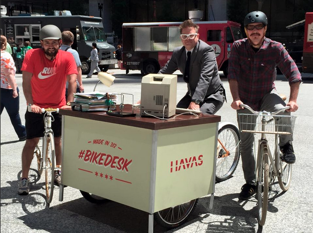 HavasChi's tweet photo. Havas CHI is riding to Dimo's Wicker Park for free pizza and beer to celebrate #ChicagoBikeWeek! Be looking for us. http://t.co/YtlMsL8be7