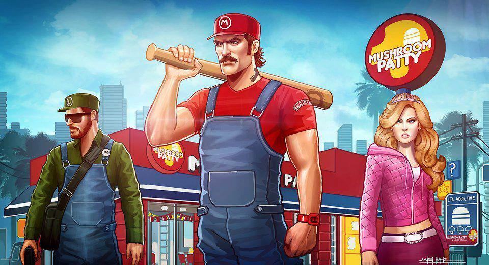 Grand Theft Mario - Mushroom Patty by Amirul Hafiz.