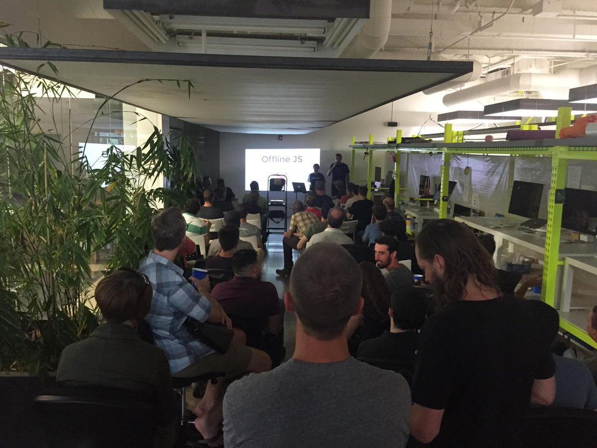 quickleft's tweet photo. We've got another packed house for #BoulderJS about #OfflineJS. With @AdventureSteady taking the floor... http://t.co/yZiwRjI5Q7