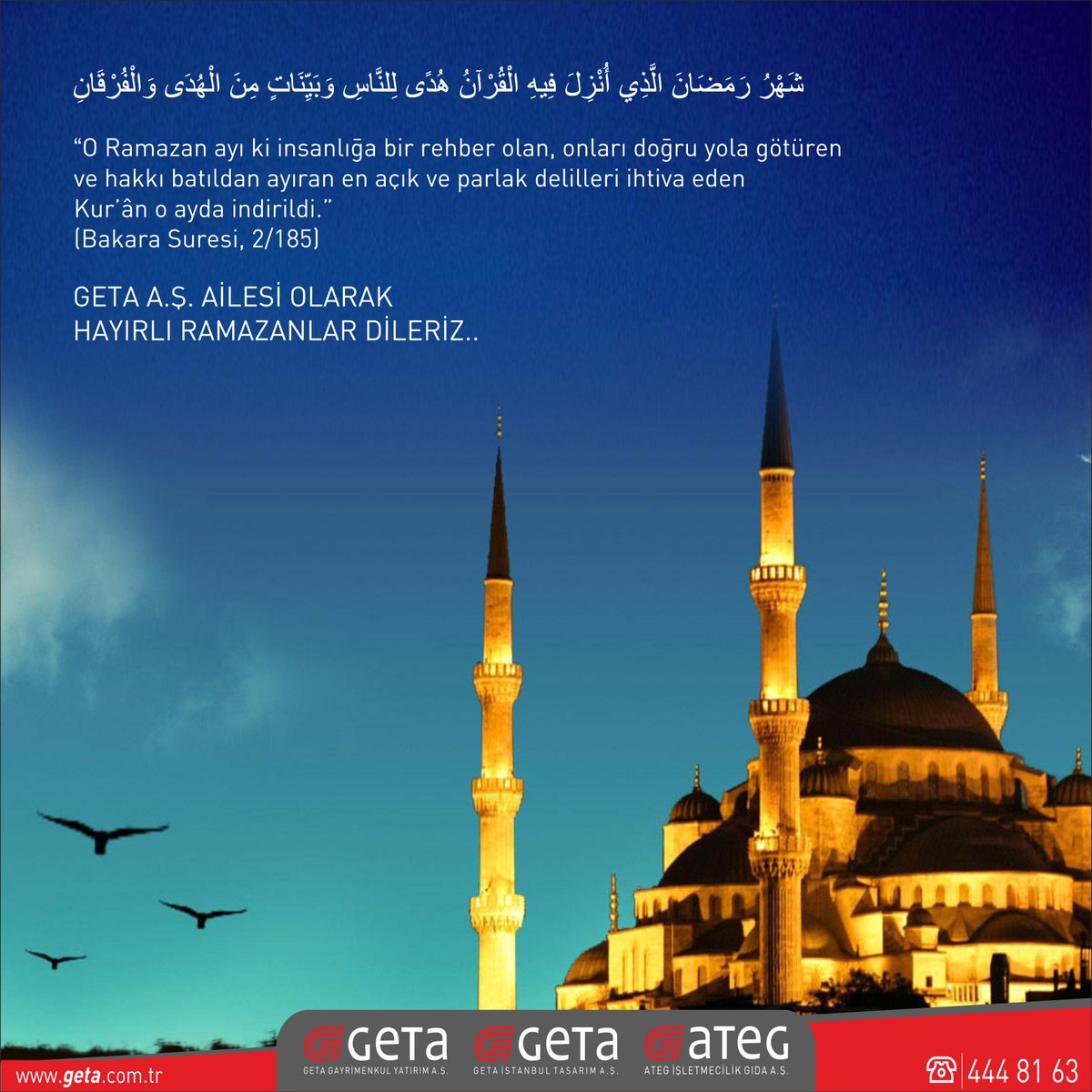 GETA A.Ş. Ailesi Olarak Hayırlı Bereketli Ramazanlar Dileriz.. #Ramazan2015