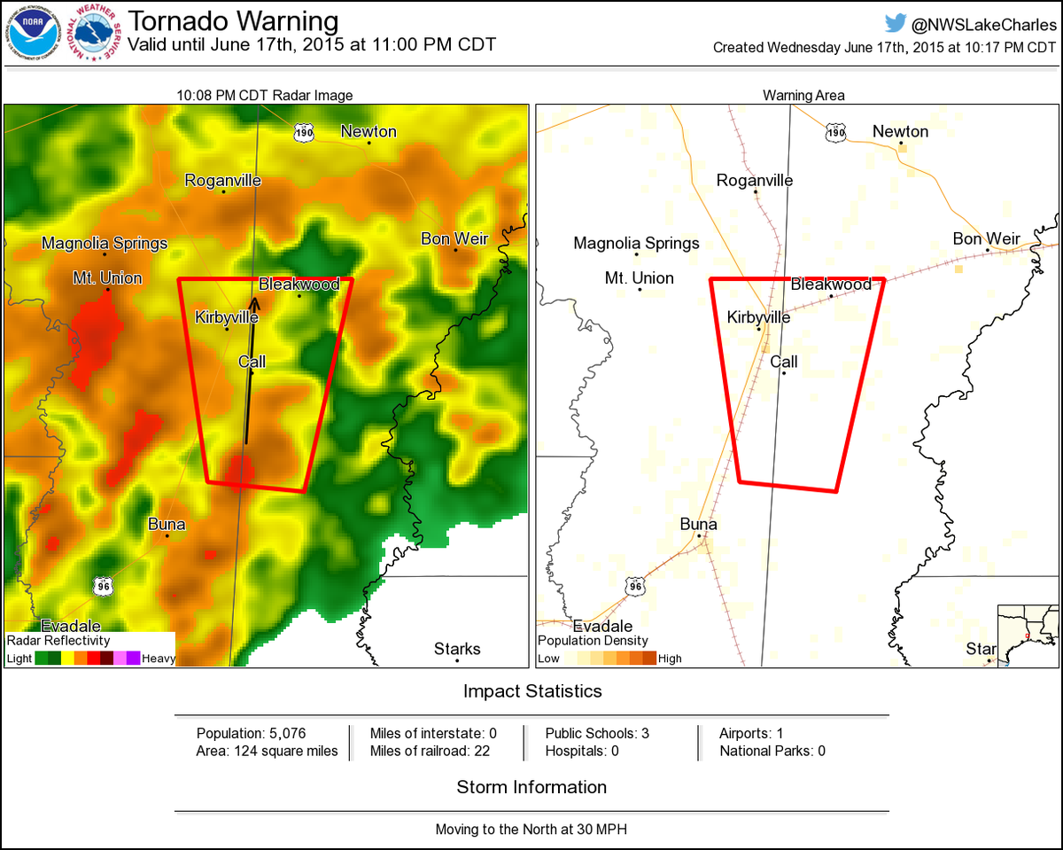 Tornado Warning including Kirbyville TX, Bleakwood TX, Call TX until 11