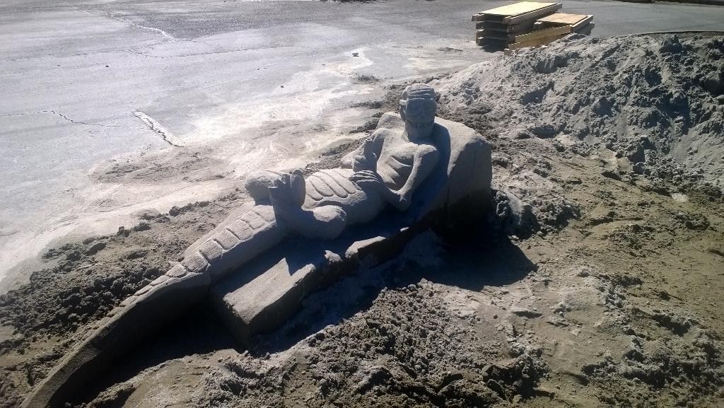 somebody did a sculpture yesterday out of some sand that was at my jobsite. What a nice piece.
