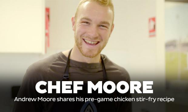 PAFC's tweet photo. Cooking with Moorey - @MOORE_26 shares his pre-game meal recipe: http://t.co/E4dXMxlaox #weareportadelaide http://t.co/ldtTBk4L82