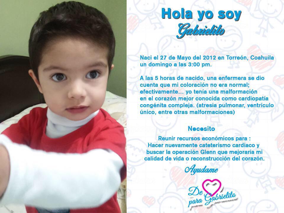 May_Chavez's tweet photo. @RafaAmayaNunez @FernandaCGA @raulmijomendez  Ayudemos #DeCorazonParaGabrielito  necesita una cirugía RT http://t.co/yEAIAM0SLI
