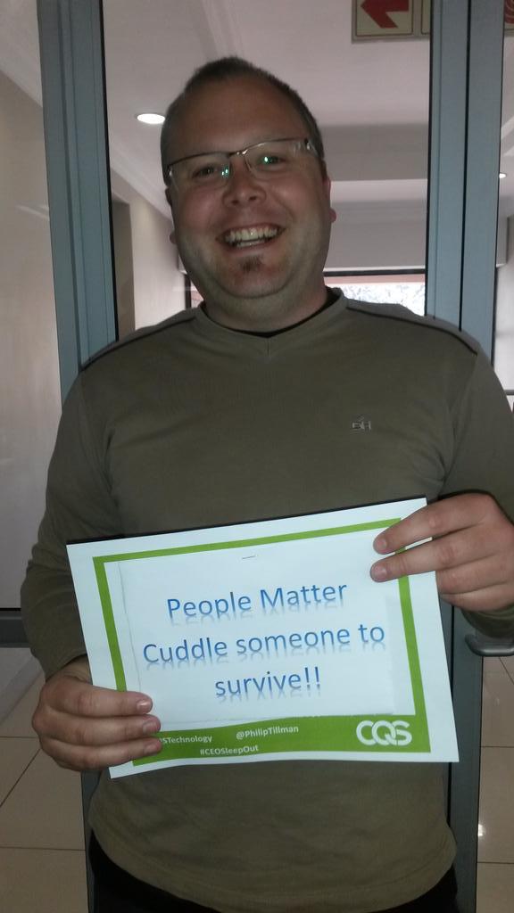People matter.  Cuddle someone to survive <a href="/PhilipTillman/">Philip Tillman</a> @SleepOutZA #CEOSleepOutZA