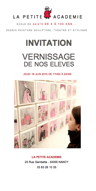 Venez nombreux ce soir au vernissage de La Petite Académie pour découvrir les oeuvres de nos élèves !