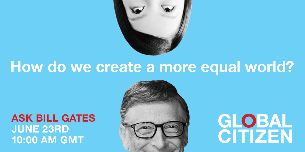 gatesfoundation's tweet image. What would you #AskBill? On June 23 @BillGates will be answering your questions. Submit yours: gates.ly/1N56mVZ