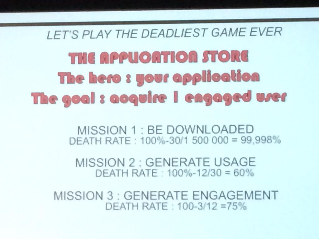 Fascinating talk on apps: "death rate = 99.998%" #GENsummit
