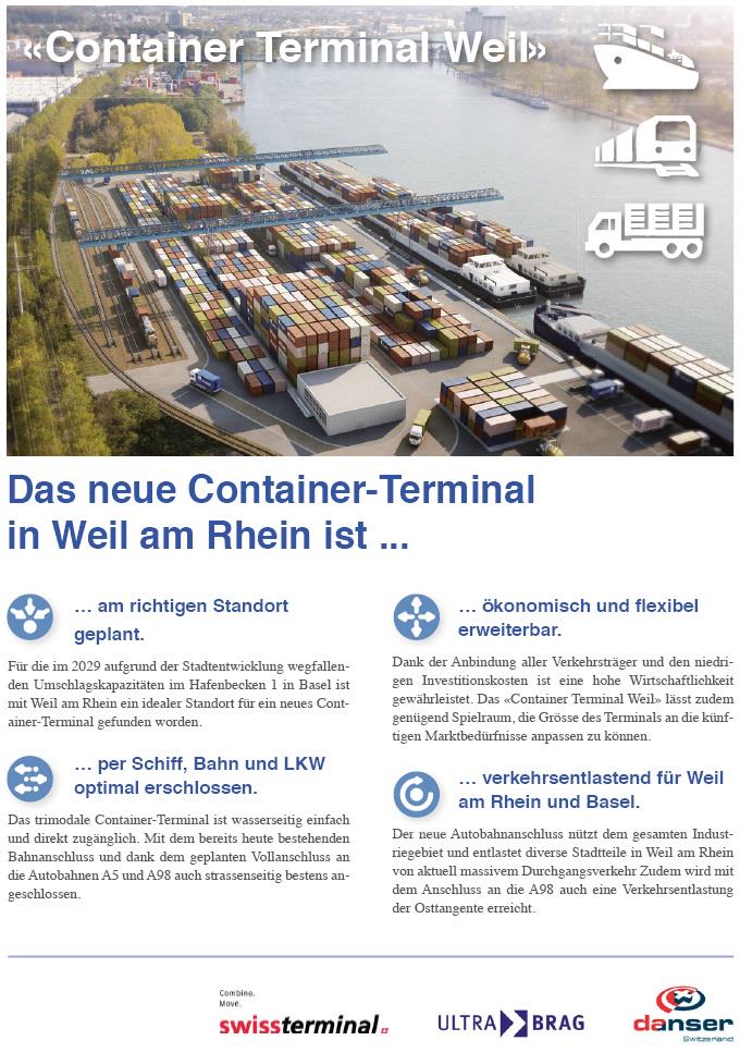 Zum geplanten Container Terminal in Weil ist ab sofort auf unserer Website ein Flyer mit Projektinfos erhältlich.