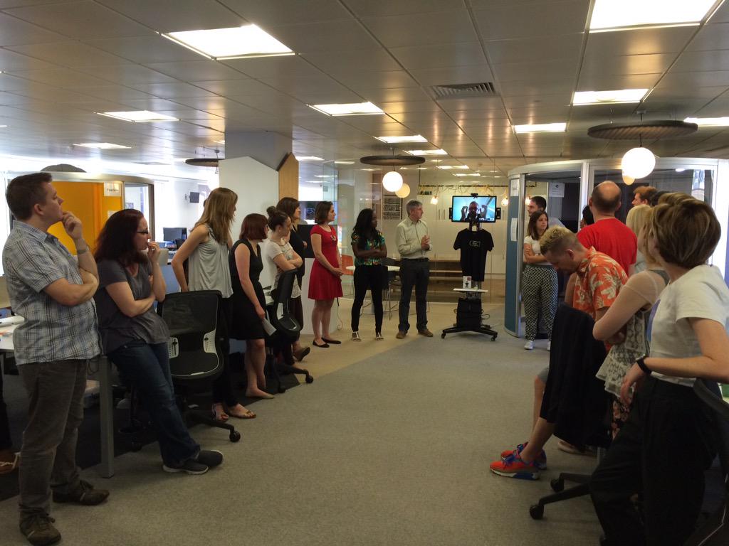 Joined <a href="/ODIHQ/">Open Data Institute</a> daily scrum to listen in on projects on the go. Note the robot monitor for those who join remotely :)