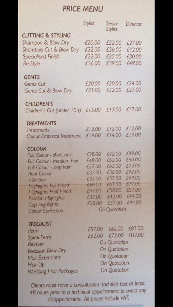Hair Inspiration On Twitter Full Price List Make Sure You