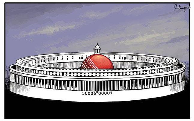 IndiaToday's tweet image. Cartoon: @CartoonistSan | indiatoday.intoday.in/story/lalit-mo… #RajeforModi #ModitoRajdeep