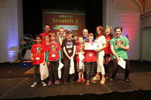 CoolestProjects's tweet image. A huge thank you to @msEurope for supporting us this year! Pictured: Winner & runners up of the Scratch 1 award