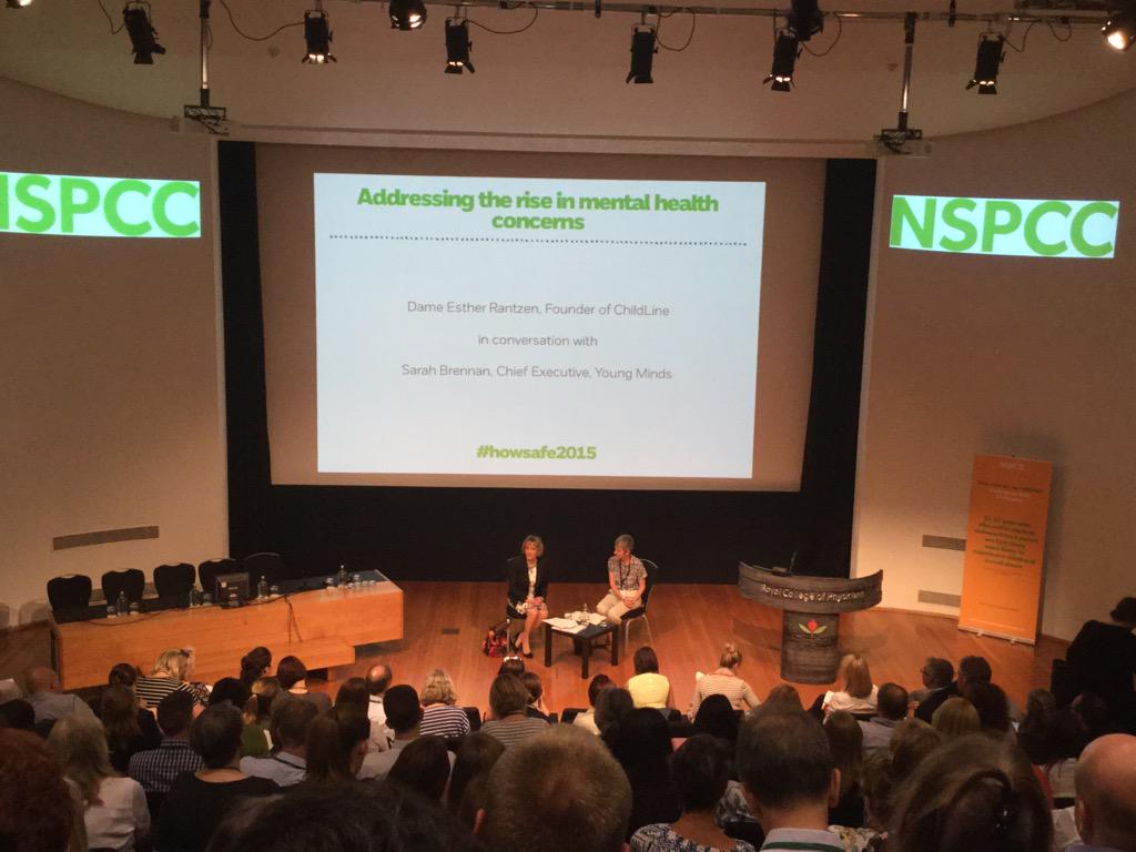 pcantellow's tweet image. Dame Esther Rantzen and Sarah Brennan talking at #HowSafe2015 @NSPCC