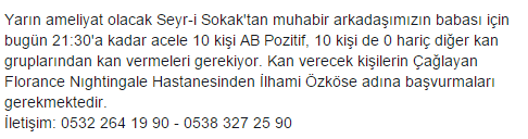 hayriituncc's tweet photo. acil kan ihtiyacı bu akşam 21:30'a kadar http://t.co/ItG6RySxmW