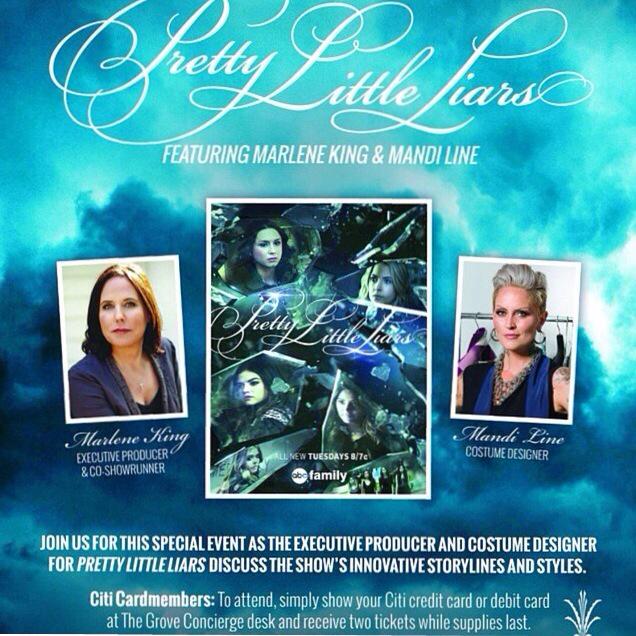 alexirob's tweet image. @imarleneking and #mandiline will be at @TheGroveLA tonight 6-18 having a Q and A with #PLL fans