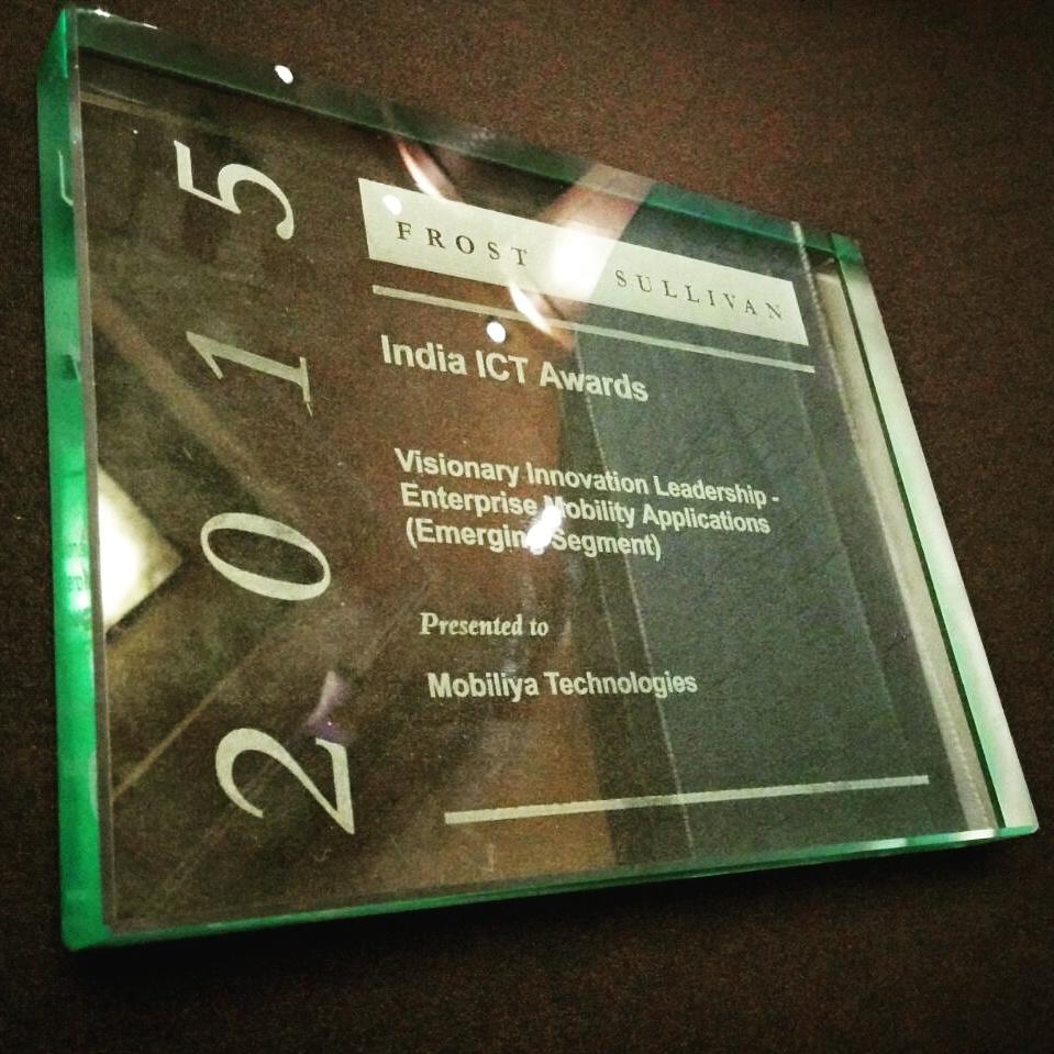 MobiliyaTech's tweet image. Mobiliya Technologies won the 2015 @Frost_Sullivan India ICT Visionary Innovation Leadership Award!