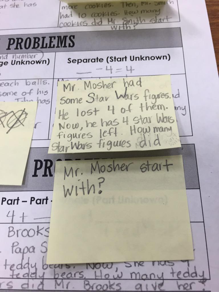 Writing 1st grade Math Story problems! Separate (start unknown) featuring <a href="/ronniemosher/">Ronnie Mosher</a>! #katymath #starwarsprobs