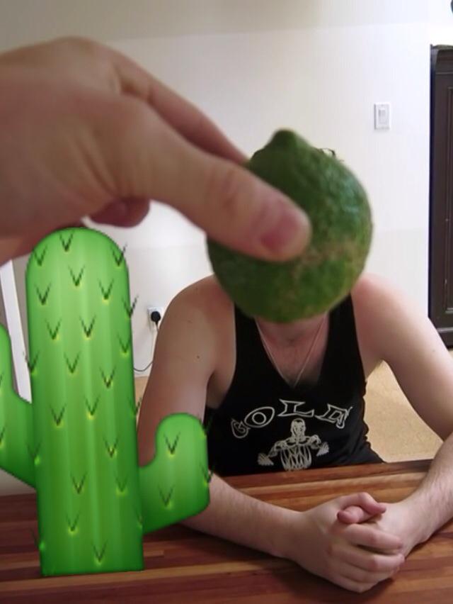 Vivienwhatever's tweet image. Line head eats a 🌵