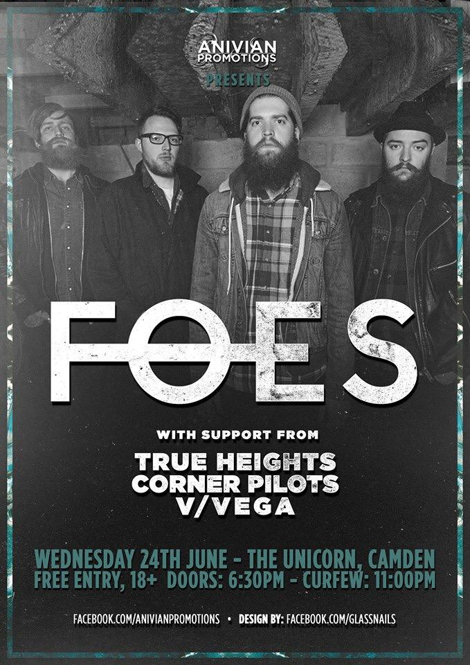 Coming up this Wednesday at <a href="/unicorncamden/">The Unicorn</a> - @f_o_e_s W/ <a href="/TrueHeightsband/">TrueHeights</a>, <a href="/CornerPilots/">Corner Pilots</a>, &amp; v/vega! Free entry as per