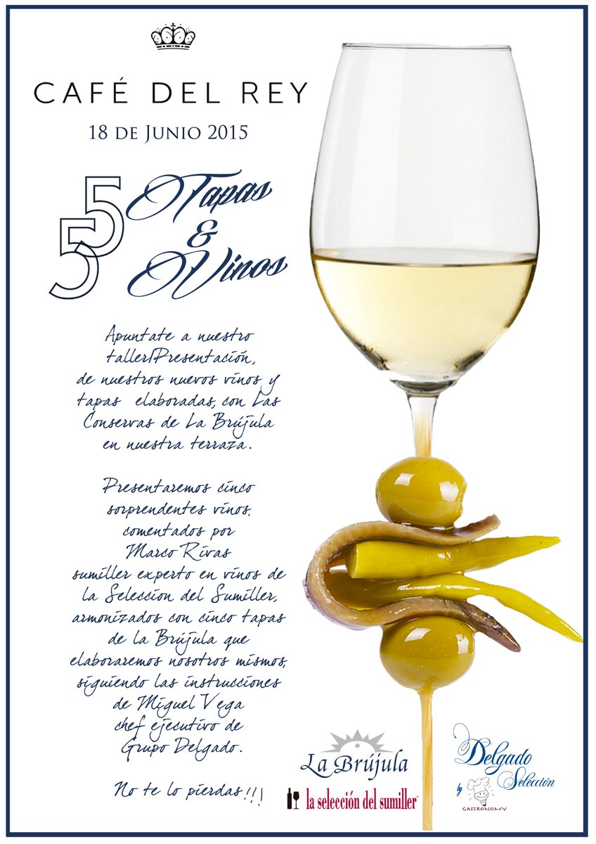 A las 20h.os esperamos en <a href="/Cafedelrey22/">Café del Rey</a> con el sumiller M.Rivas y nuestro chef M.Vega para una exquisita desgustación